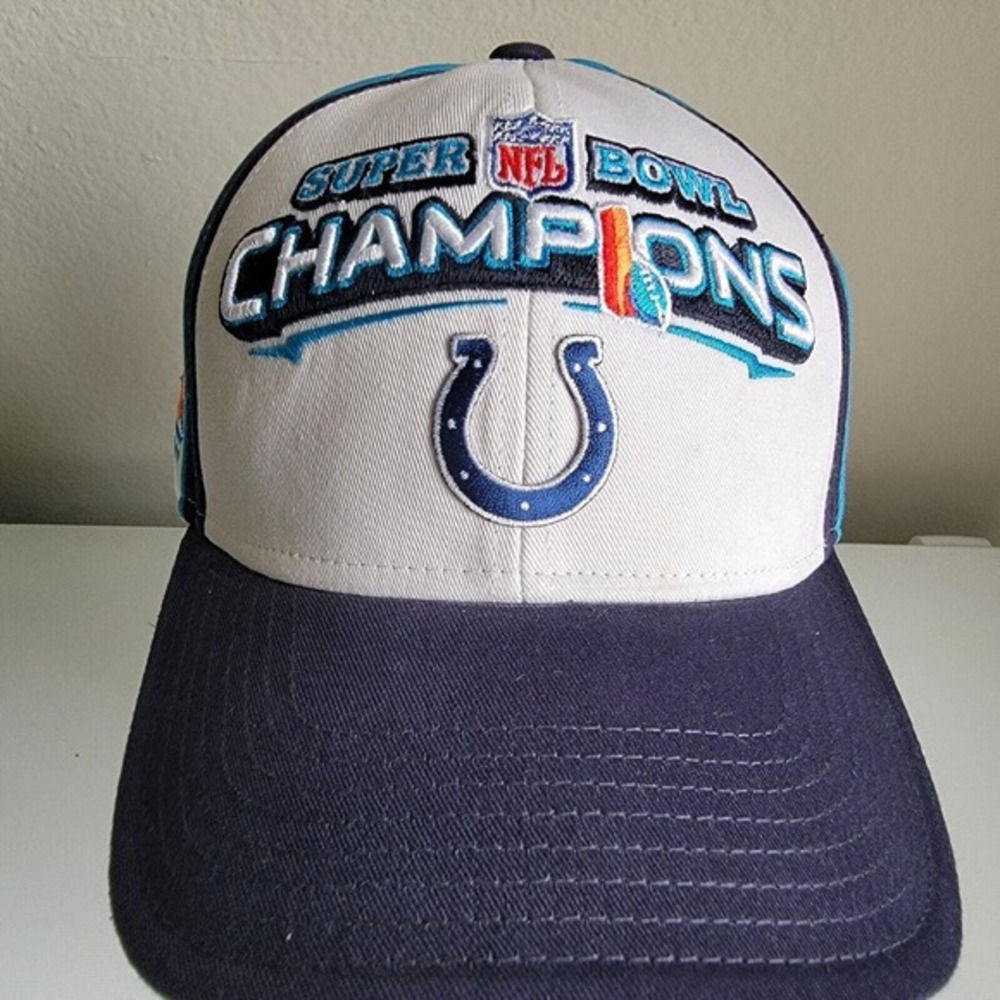 New Indianapolis Colts NFL Super Bowl Champion Reebok Adjustable Cap Hat White - Picture 2 of 10